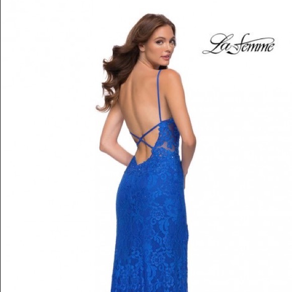 La Femme Blue Sparkle Prom Dress!! - Picture 7 of 15